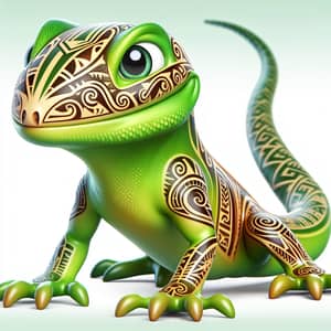 Cartoon Lizard with Maori Moko - Symbol of Status and Mana