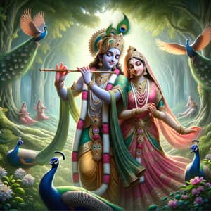 Radha and Krishna Eternal Love in Enchanting Forest