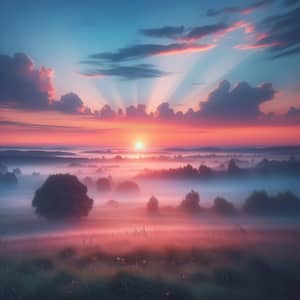 Serene Morning Sunrise: Pink & Orange Sky Landscape