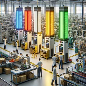 Andon System with 4 Color Light Towers in Production