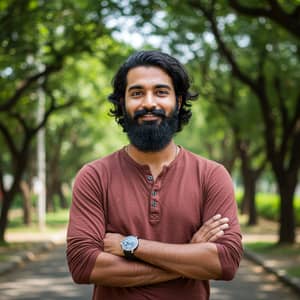 Confident Indian Man in Tranquil Setting