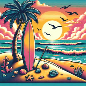 Vibrant Beach Scene T-shirt Design