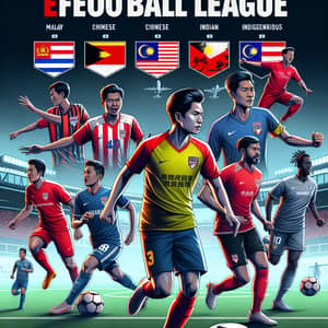 Malaysian Football League Poster with Diverse Players for Efootball League