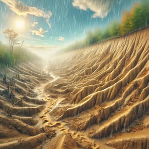 Vivid Soil Erosion Illustration in Simplified Slope Environment