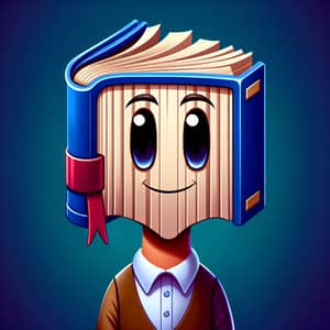 Animated Character with Book Head - Unique Cartoon Design