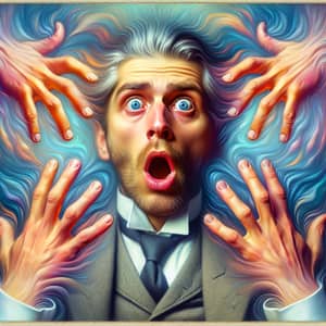 Surreal Portrait of a Surprised Caucasian Man with Eccentric Emphasis