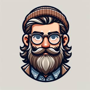 Classic Hipster Cartoon Character Illustration