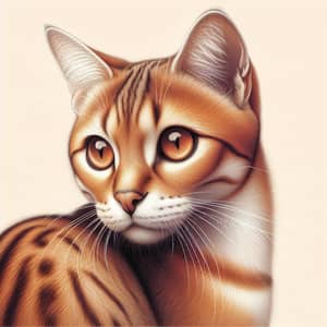 Detailed Portrait of Domestic Cat with Warm Orange and White Fur