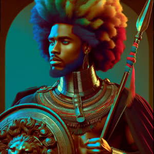 Afrofuturist Warrior Portrait: Strength and Power in Vibrant Colors