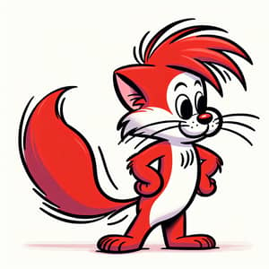 Whimsical Red-Haired Cartoon Cat inspired by 1980s Animation Trends