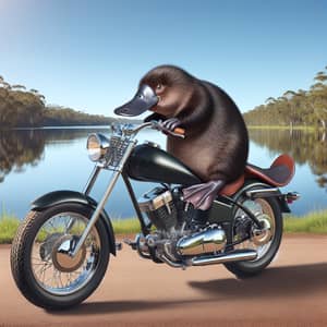 Anthropomorphized Platypus on Motorcycle