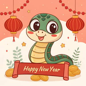 Cute Chinese Snake New Year Greetings