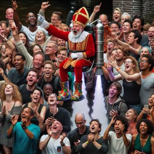 Sinterklaas Jet-Pack at Amsterdam Canal Pride | Diverse Audience Cheers On