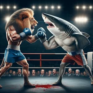 Muscular Lion vs Shark in Epic Boxing Match