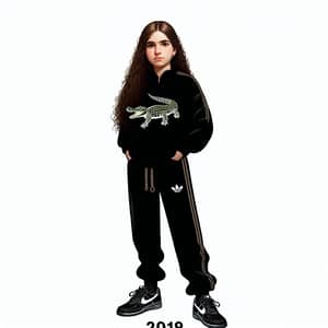 Urban Style Woman Album Cover with Black Tracksuit