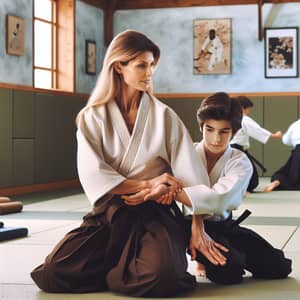 Aikido Training: Coach & Student Practicing Kote Gaesi Technique