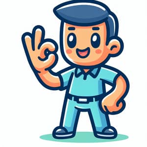 Cartoon Character Giving OK Sign | Thumbs Up Illustration