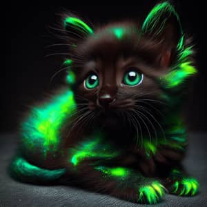 Adorable Black and Neon Green Kitten | Youthful and Playful