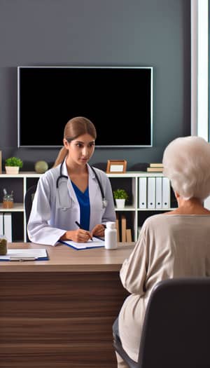 Young Brown-Skinned Female Doctor in Clinic