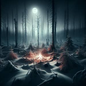 Eerie Night in the Snowy Woods | Scary Moonlit Scene