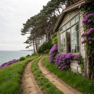 House with Sea View and Colorful Garden