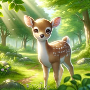 Semi-Realistic Image of Tender Deer in Verdant Glade