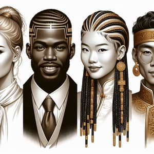 Global Hair Diversity: Blonde Ponytail, Cornrow Braids, Sleek Undercut, Traditional Braid