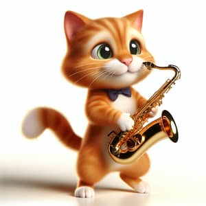 Dancing Cat Plays Saxophone - Joyful and Fun Animation