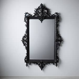 Vintage Gothic Mirror with Antique Black Frame