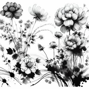 Beautiful Flowers and Ink Traces: Artistic Display