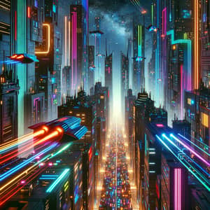 Futuristic Cityscape with Neon Lights | Cyberpunk Nightlife