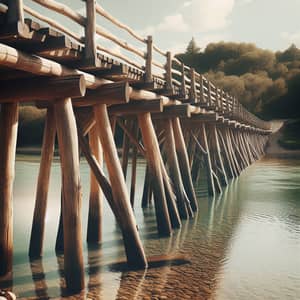 Scenic Wooden Footbridge Over Tranquil Water