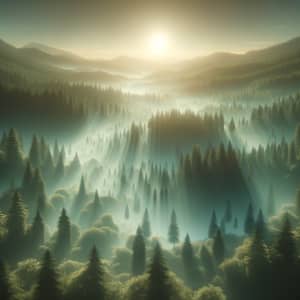 Surreal Misty Forest Illustration | Dawn Landscape Art