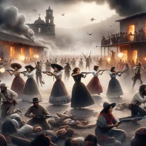 Women's Battalion in 1833 Mexican Town Resisting Siege | Intense Battle Scene