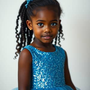 Stunning Black Girl in Sparkly Blue Dress