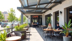 Stylish Modern Cafe Terrace with Outdoor Seating