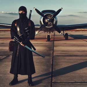 Ninja and Airplane: A Unique Adventure Scene