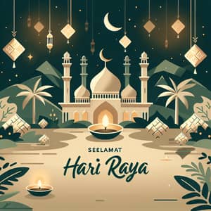 Warm and Simple Hari Raya Greeting Poster Design