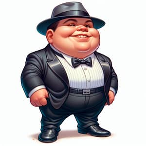 Exaggerated Cartoon Character in Tuxedo