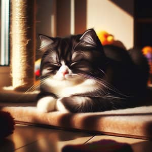 Luxurious Ebony and White Domestic Short-Haired Cat | Feline Bliss