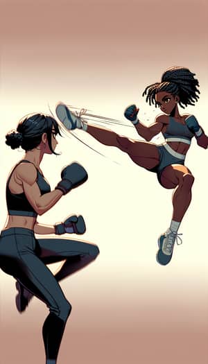 Anime Boxing Match: Fierce African American Heroine