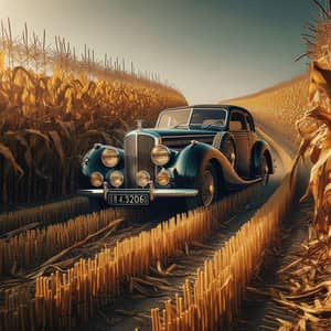 Luxurious Classic British Car Cruising Through Cornfield