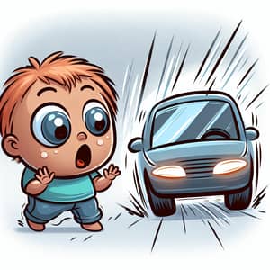 Shocking Encounter: Child Faces Speeding Car