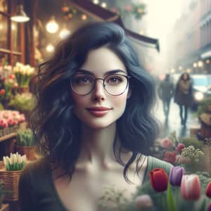 The Girl with the Tulips: Enchanting Flower Seller in a Dark City