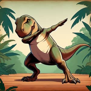 Cartoonish T-Rex Dinosaur Performing Dabbing Motion