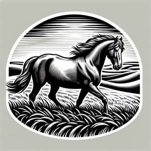 Elegant Black and White Horse T-Shirt Design