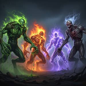 Elemental Wendigos: Poison, Fire, Lightning, Necrotic