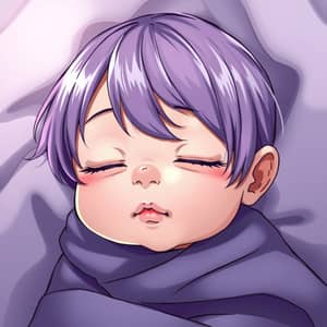 Newborn Baby with Purple Hair - Anime Art & Inspiration