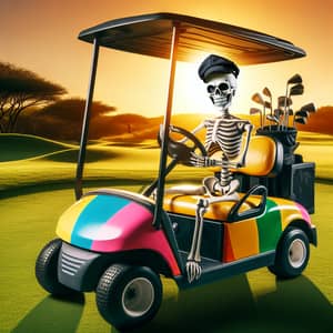 Skeleton Driving Golf Cart: Spooky & Fun