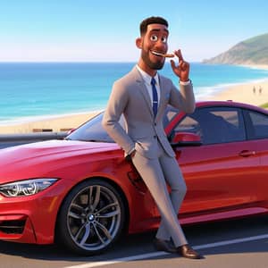 Disney Pixar Cartoon Character in BMW